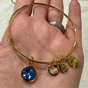 ALEX AND ANI September Birth Month Charm Bangle In Shiny Gold